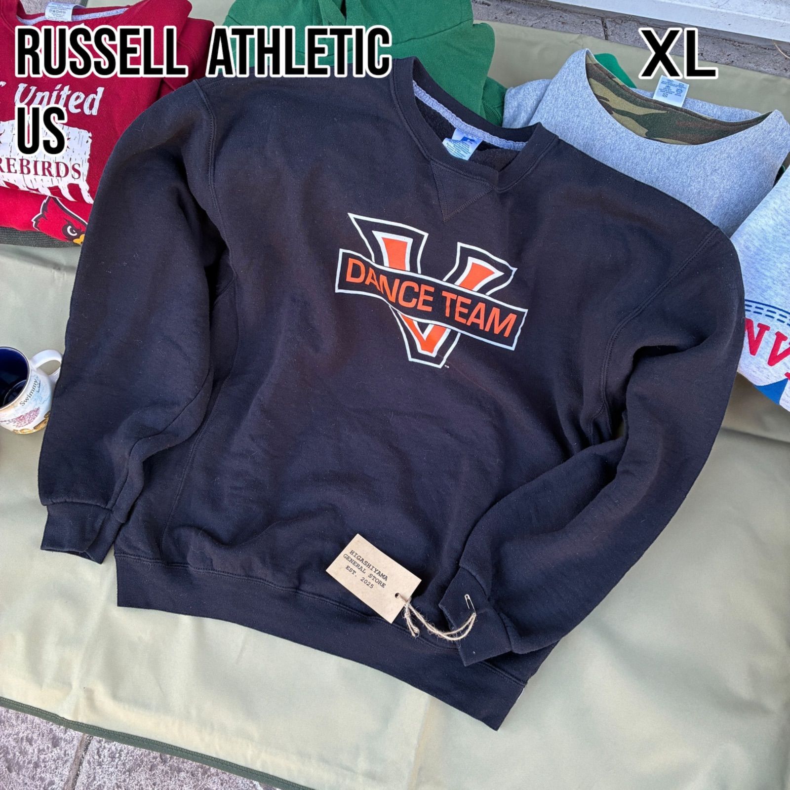 Russell スウェット XL 黒 DANCE TEAM ロゴ 前V ストリート Y2K - メルカリ