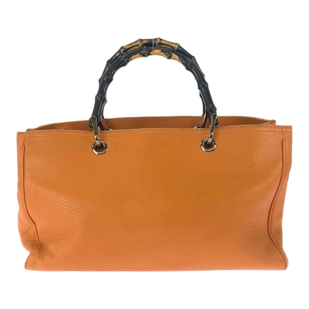 美品 GUCCI ハンドバッグ シマレザー GGチャーム ゴールド金具 オレンジ 美品 GUCCI グッチ バンブー 2way オレンジ ゴールド金具 レザー