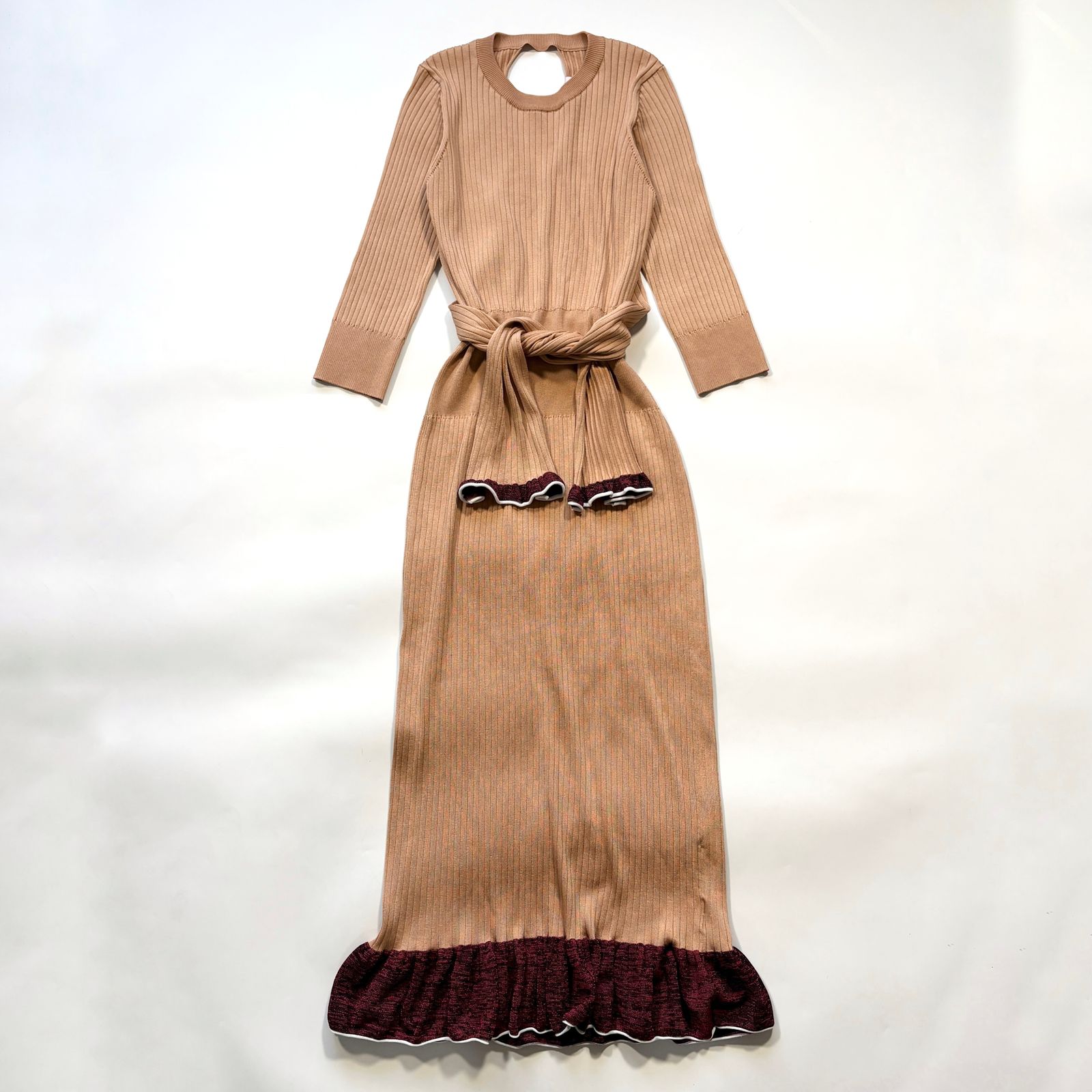 TOGA PULLA トーガプルラ 変形 ニットワンピース リブ ベルト フリル