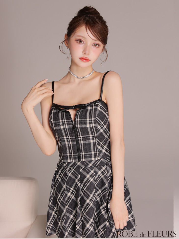 ROBE de FLEURS ローブドフルール fm4708［レザーミニリボンチェック