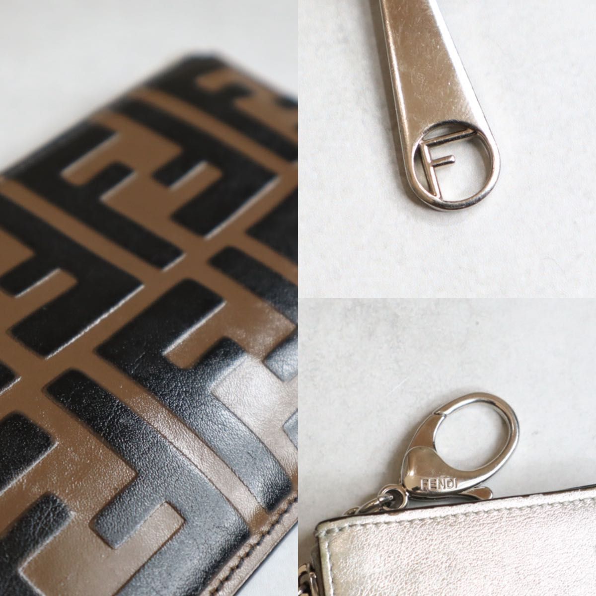 フェンディ　エフイズ　　キーケース　エンボス　ズッカ　ブラック　イエロー フェンディ エフイズ キーケース エンボス ズッカ ブラック イエロー