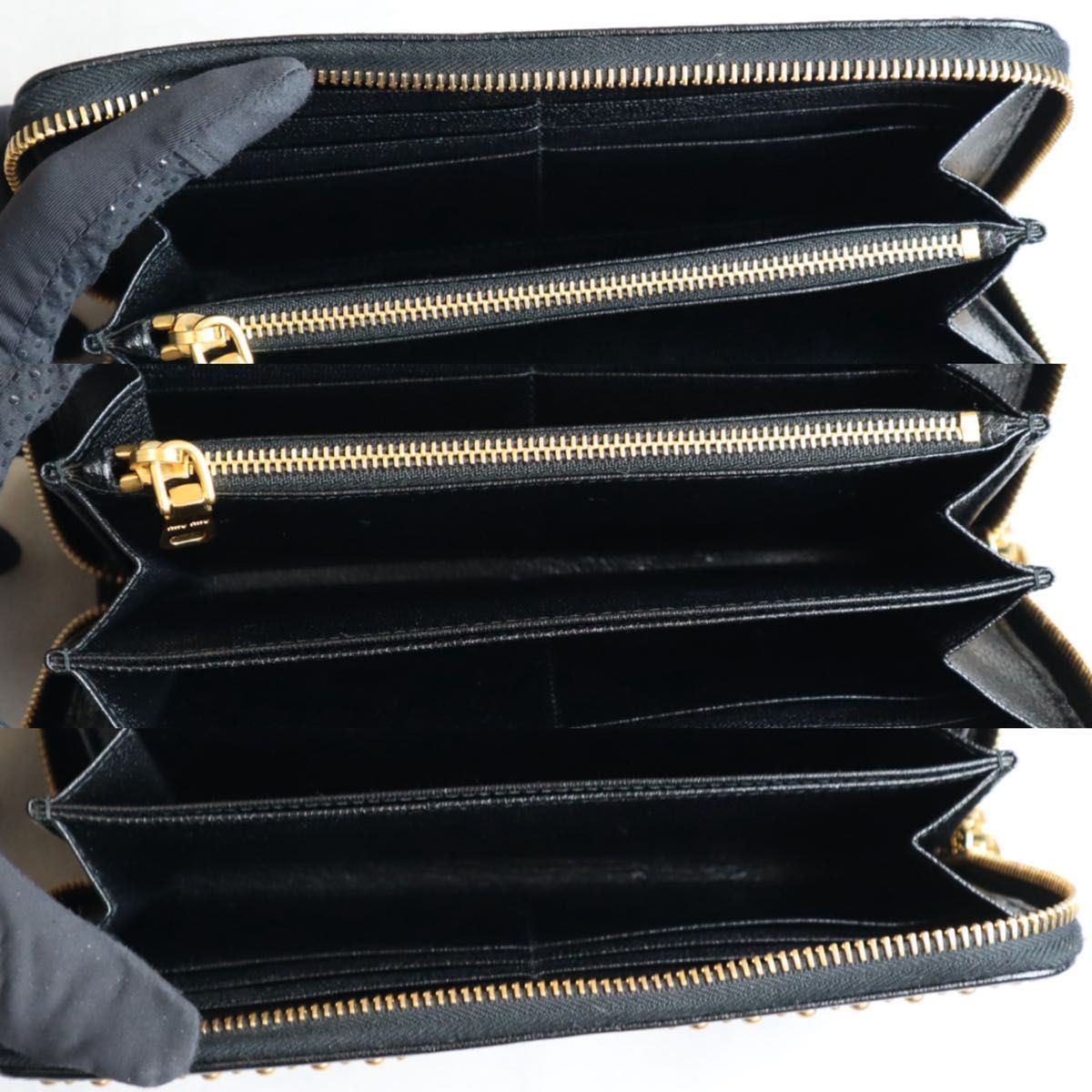 美品】 miu miu ミュウミュウ / スタッズジップアラウンドウォレット