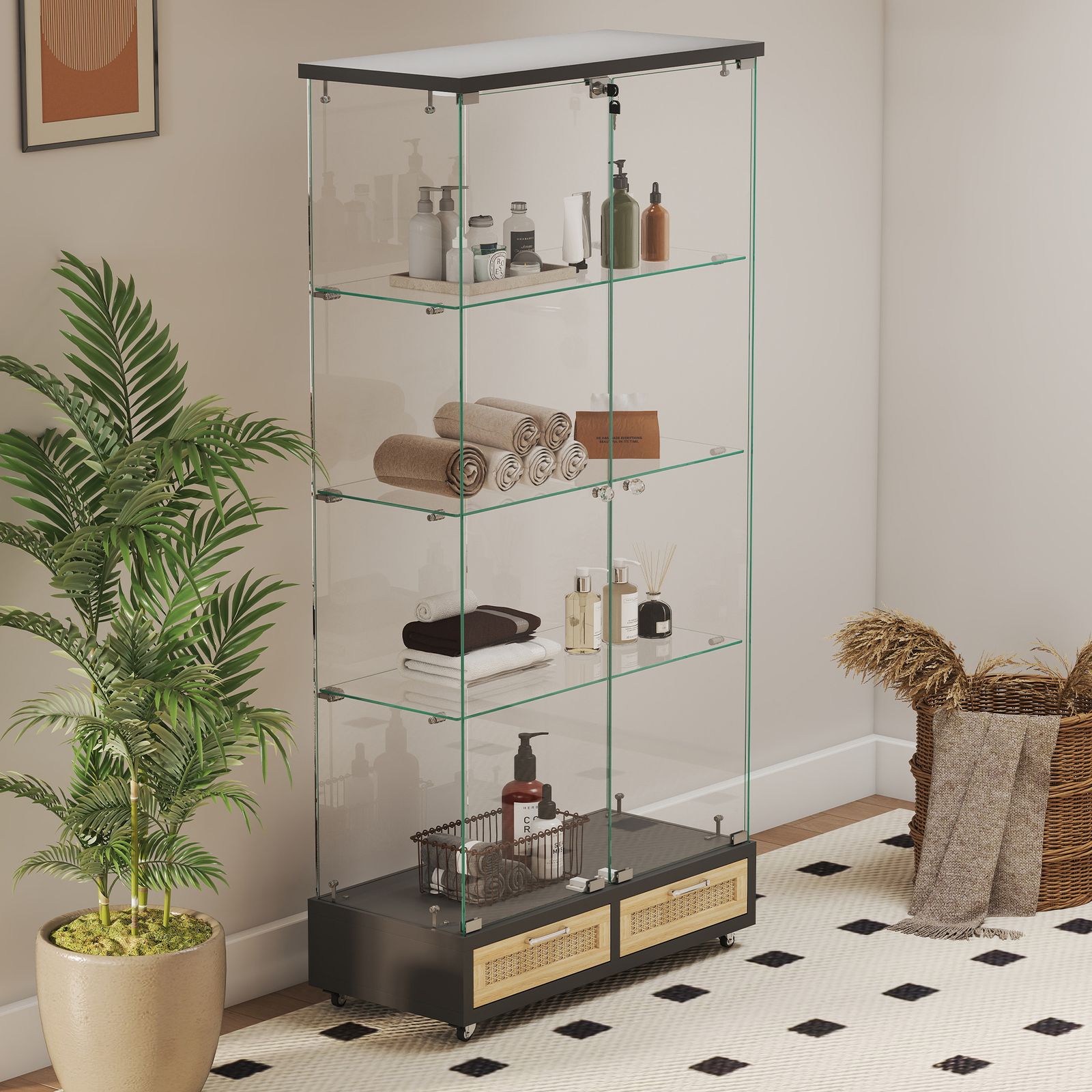 数量限定セール」「1/30再入荷予定」 LED照明・藤編み引き出し付き