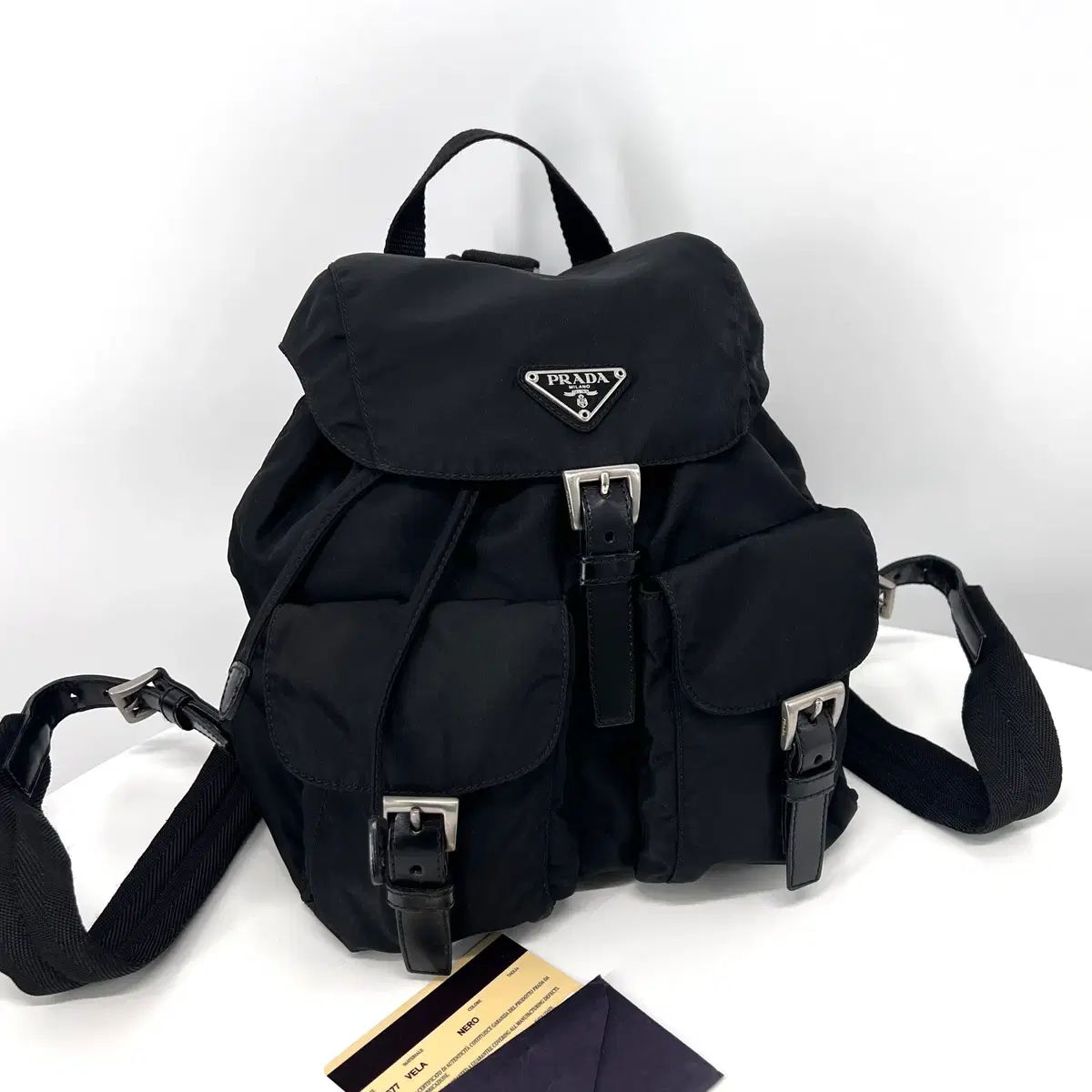 【✨美品✨】プラダ バックパック 三角ロゴ ナイロン ブラック 付属品完備 100% 正規品 PRADA プラダ 三角ロゴ ナイロン バックパック ブラック