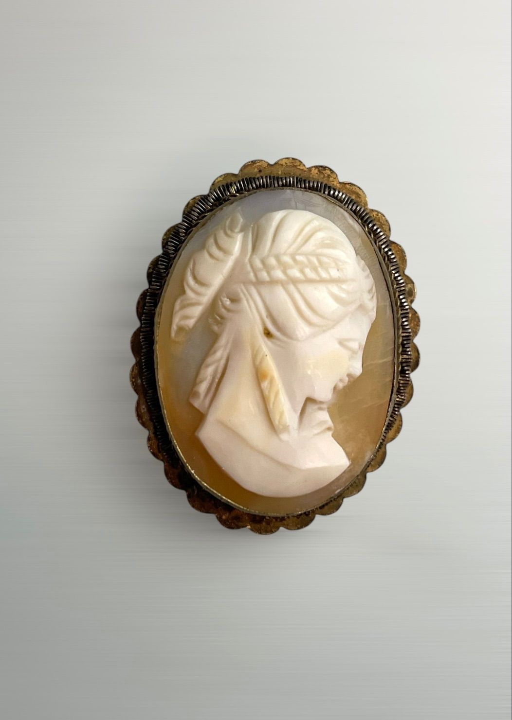 М刻印 イタリア シェルカメオ ブローチ ペンダント cameo 貴婦人