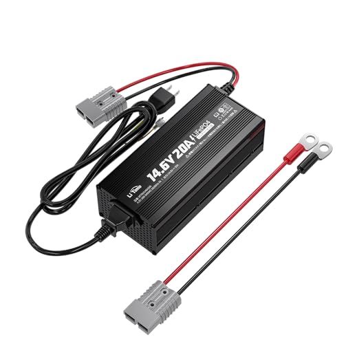 LiTime 14 6 V 20 Aリン酸鉄リチウムイオンバッテリー充電器 AC DC 急速充電 LEDインジケーター付き スマート保護機能 0 V充電対応 LiFePO 4電池チャージャー 12 Vバッテリー適用 PSE認証取得済 キャンピングカー 車中泊のサブバッ m