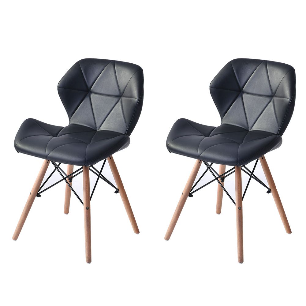 【ブラック2脚セット】イームズチェアー ダイニングチェア クッション PU イームズチェア クッション タイプ 2脚セット (ブラック・グレー