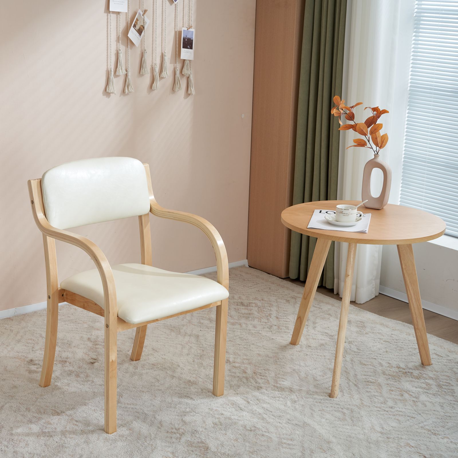 目玉新作】【2脚】 ベージュ PU ダイニングチェア 木製 椅子 介護