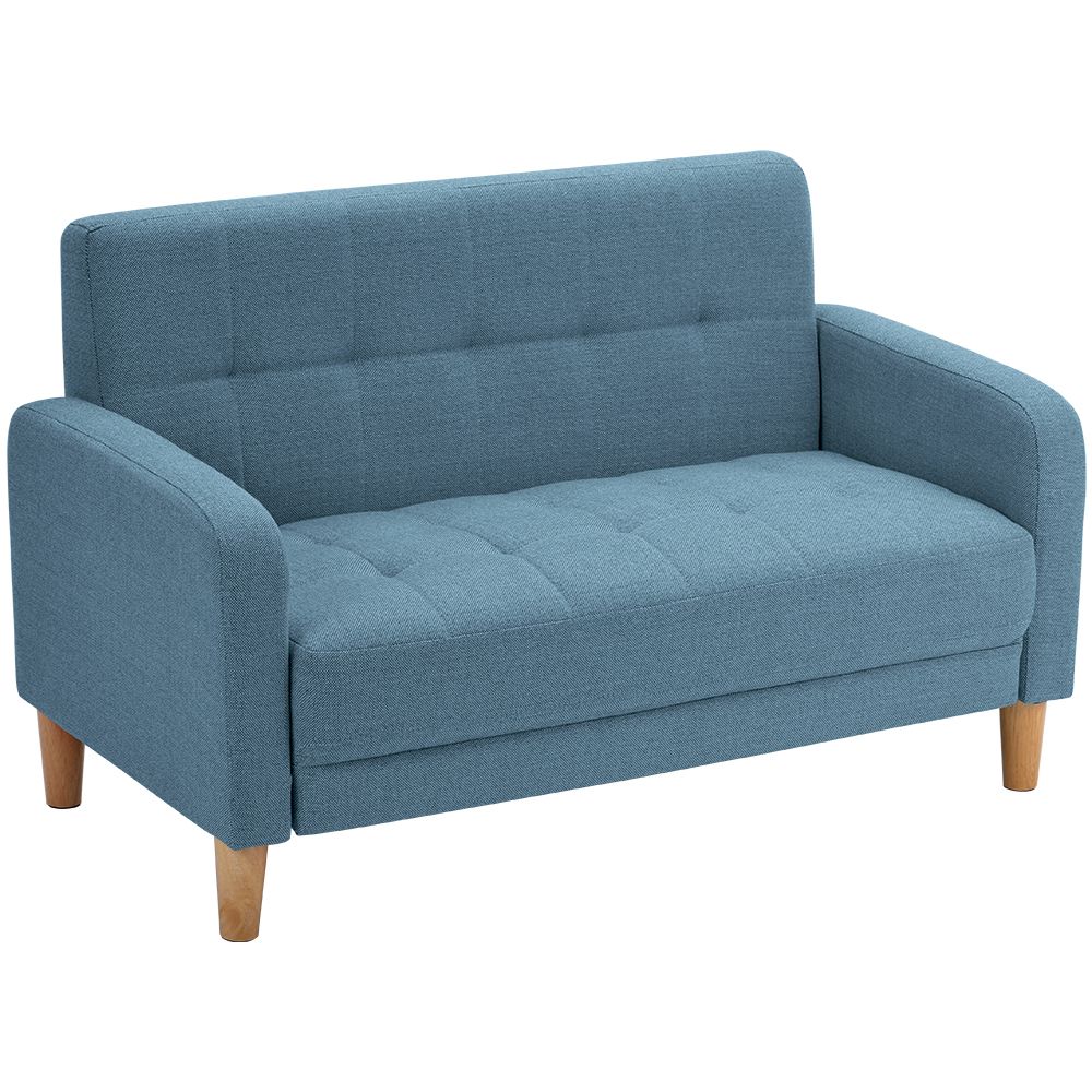 ソファー 2人掛け 肘付き 天然木脚 幅約110cm 簡単組み立て 2WAY ファブリック おしゃれ 新生活 北欧スタイル ソファベッド ネイビー