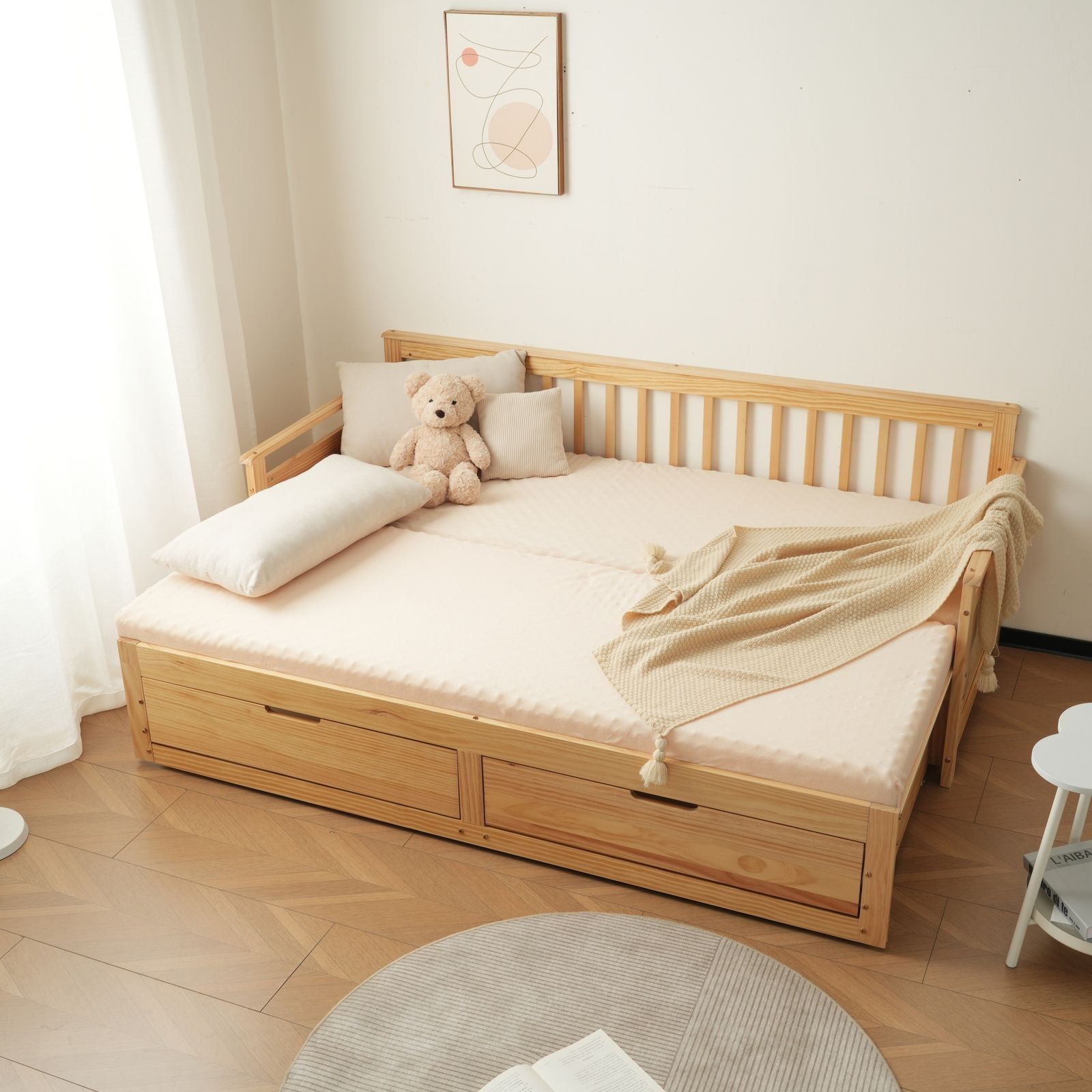 【2色から選】【幅70cmマット2個付】ソファベッド ディベッド 伸長式ベッド 幅70cmマット2個付】 ソファベッド ディベッド 伸長式ベッド 木製