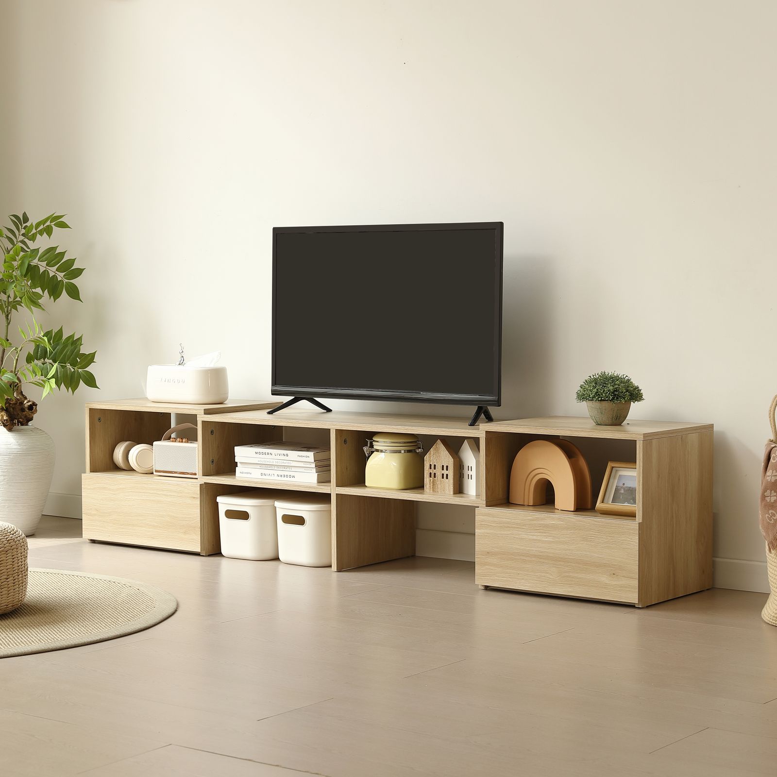 全新品 テレビ台 ローボード コーナーテレビ台 伸縮自由 幅93～172cm 