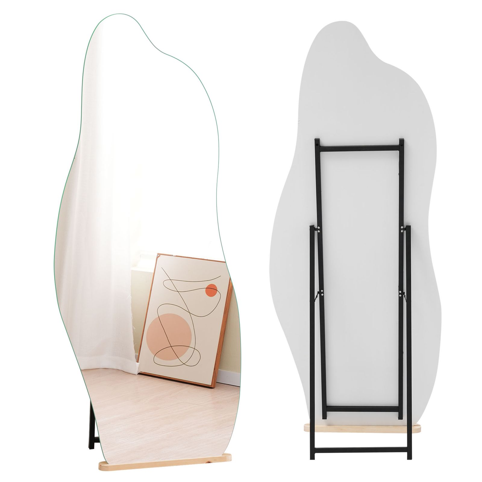 全身鏡 姿見鏡 スタンドミラー ノンフレーム イレギュラミラー