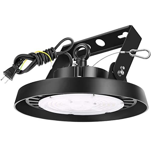 LED高天井照明 100 W高天井灯 1 5 M配線プラグ付 277 V 5000 K昼白色 14000 LM 1000 W水銀灯相当 UFO型ハイベイライト 3年保証 IP 65防水防塵 LED投光器 掲示板 作業灯 駐車場 運動場 工場照明 b 8 f 89 a 25