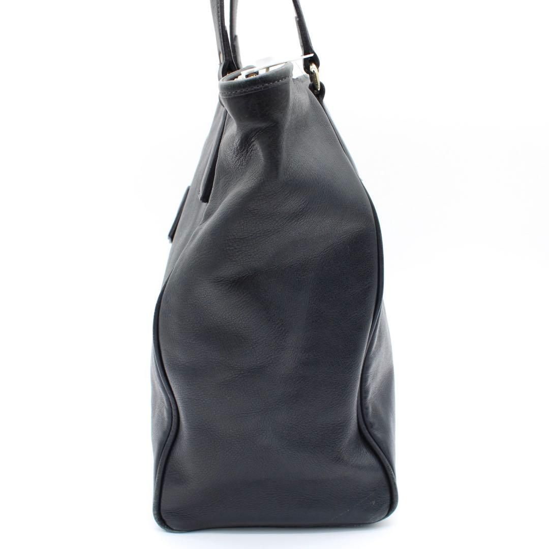 良品】aniary アンティークレザー トートバッグ チャーム付 A4可 紺色