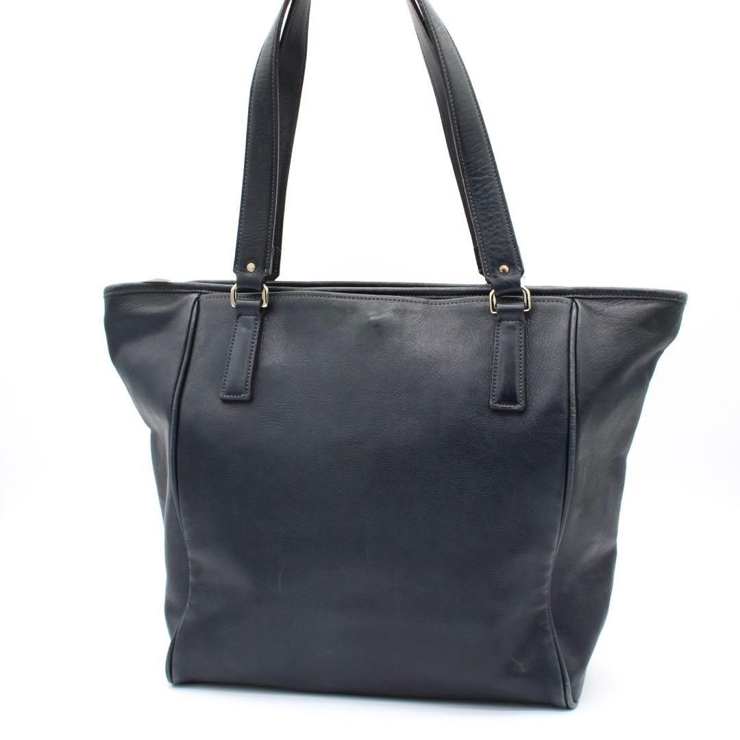 良品】aniary アンティークレザー トートバッグ チャーム付 A4可 紺色