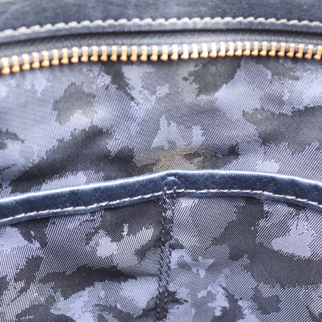 良品】aniary アンティークレザー トートバッグ チャーム付 A4可 紺色