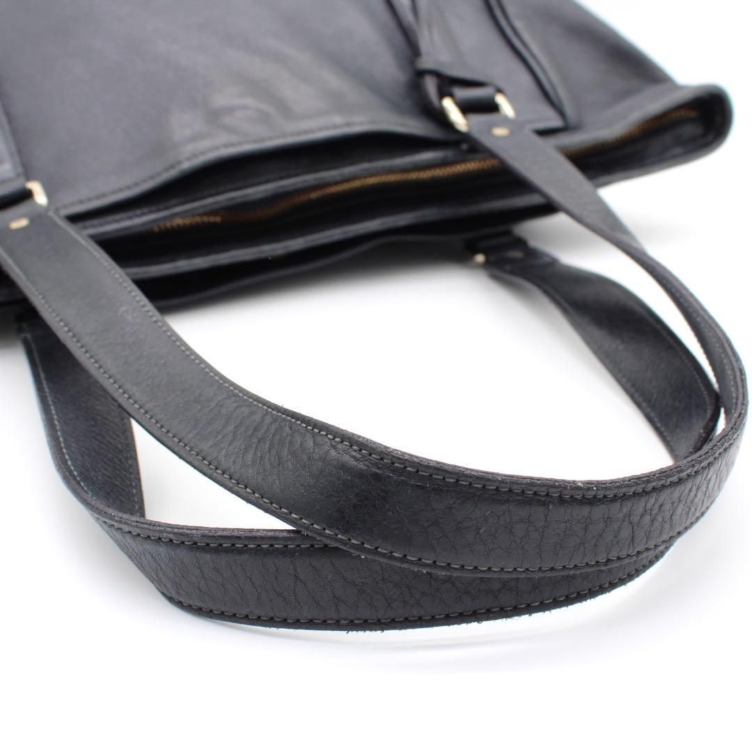 良品】aniary アンティークレザー トートバッグ チャーム付 A4可 紺色