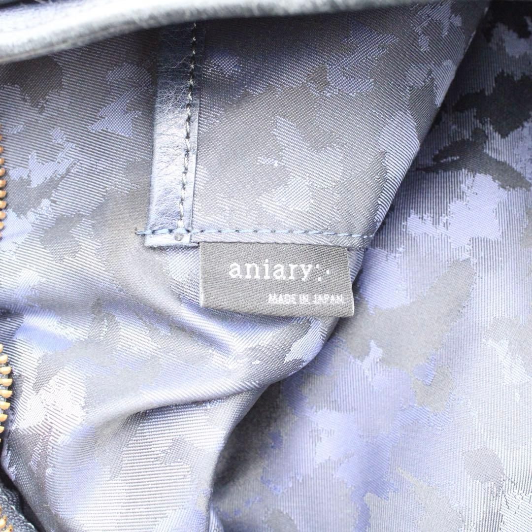 良品】aniary アンティークレザー トートバッグ チャーム付 A4可 紺色
