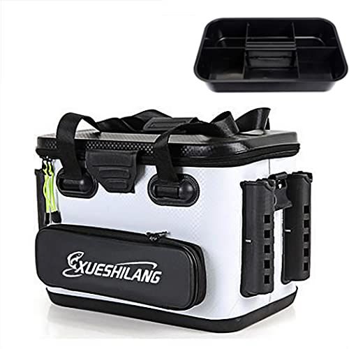 タックルボックス ロッドホルダー付き バッカン タックルバック 釣りバッカン 45 cm プライヤーホルダー付き EVA素材 釣りボックス 釣りバケツ 40 L 多機能 釣り 釣り具 釣り用ケース 防災 収納コンテナ 大容量 白L m