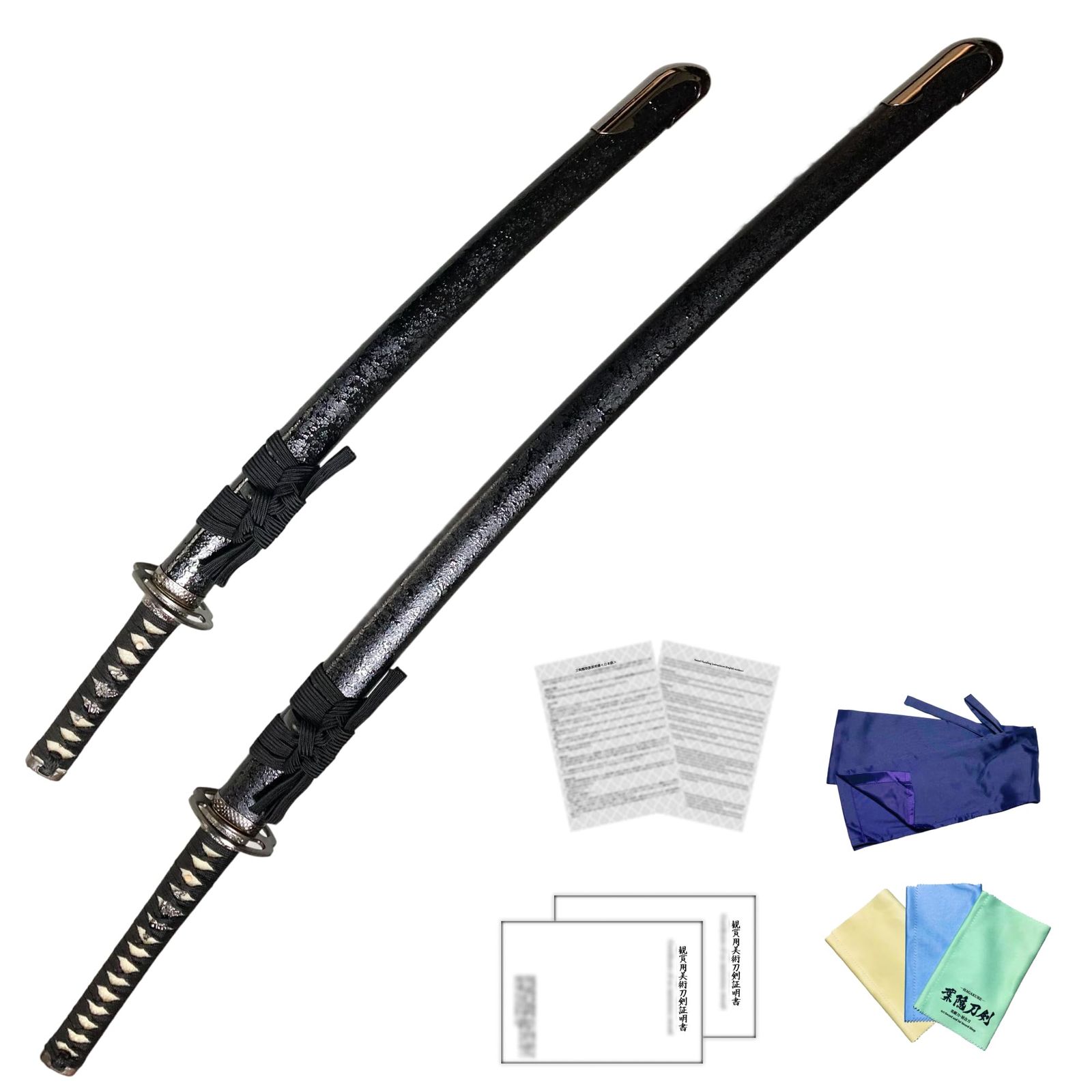 葉隠刀剣 模造刀 二刀流 宮本武蔵 海鼠鍔 大小セット 関市職人製 日本