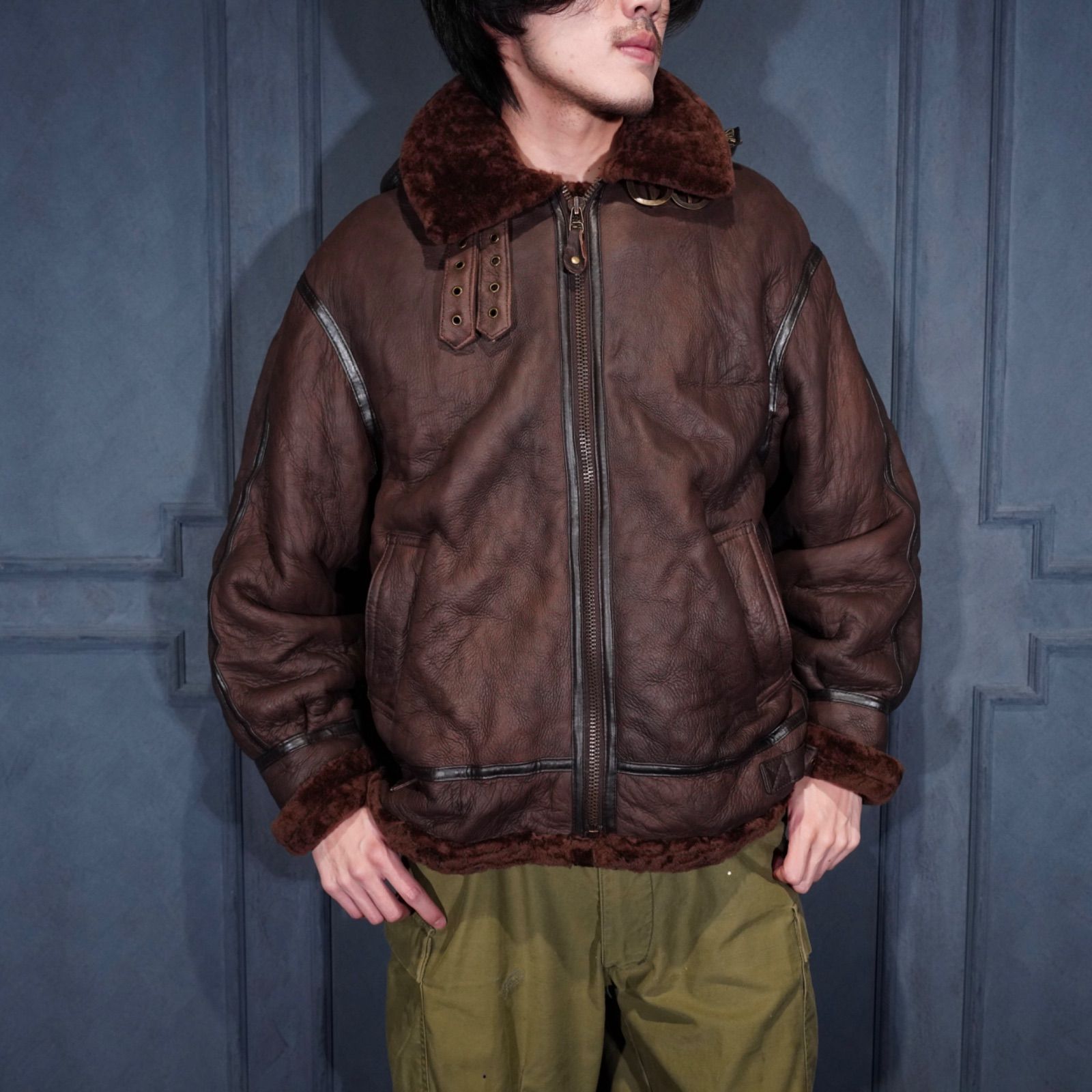 USA ヴィンテージ レザージャケット アメリカ ライダース ブルゾン ラム USA VINTAGE TOM'S SPORTSWEAR USA LAMB LEATHER ZIP UP BLOUSON