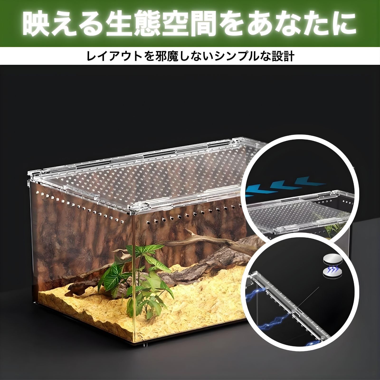 SESHIS 爬虫類 ケージ ボックス 飼育 ケース アクリル 20x15x10cm 2個