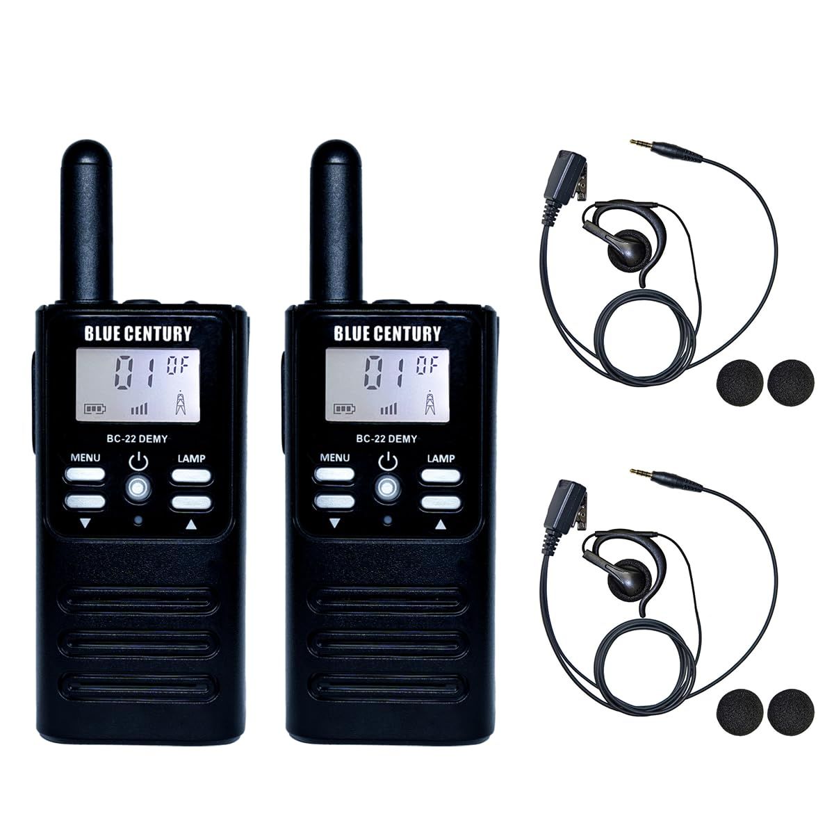BLUE CENTURY ブルーセンチュリー メーカー 小型 特定小電力 トランシーバー BC 22 DEMY デミ ストラップ ベルトクリップ付属 単三電池 モデル 総務省技術基準適合商品 技適マーク有 オープンイヤー型イヤホンマイク C 025