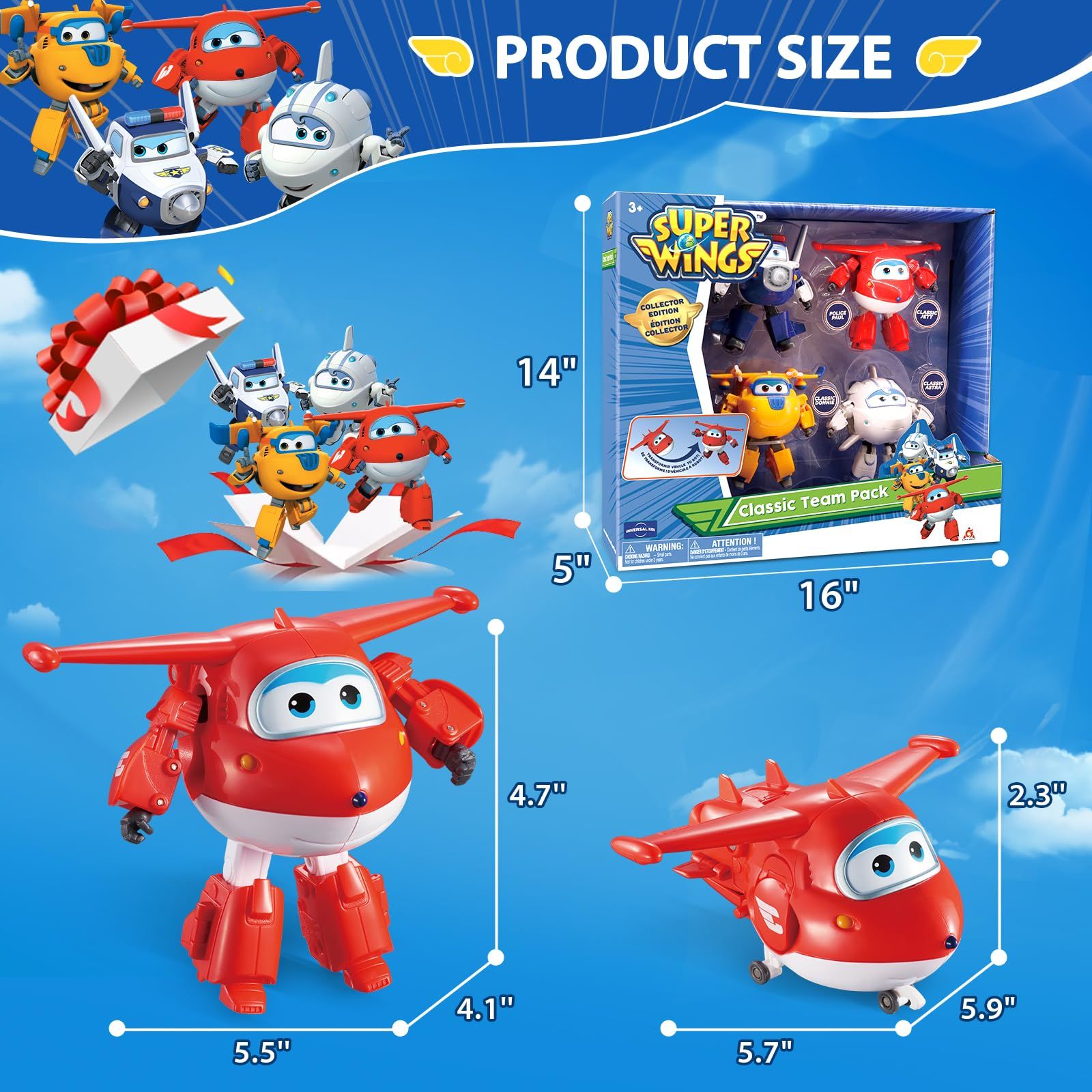  Super Wings 5インチ 変身キャラクター パック ジェット ポール アストラ ドニー 飛行機 おもちゃ プレイセット 就学前おもちゃ 3 4 5歳の男の子と女の子向け 車両 ギフト 子供用 その他 おもちゃ