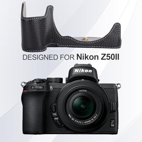 Rieibi ハンドメイド本革ハーフケース、Nikon Z50IIミラーレスデジタル