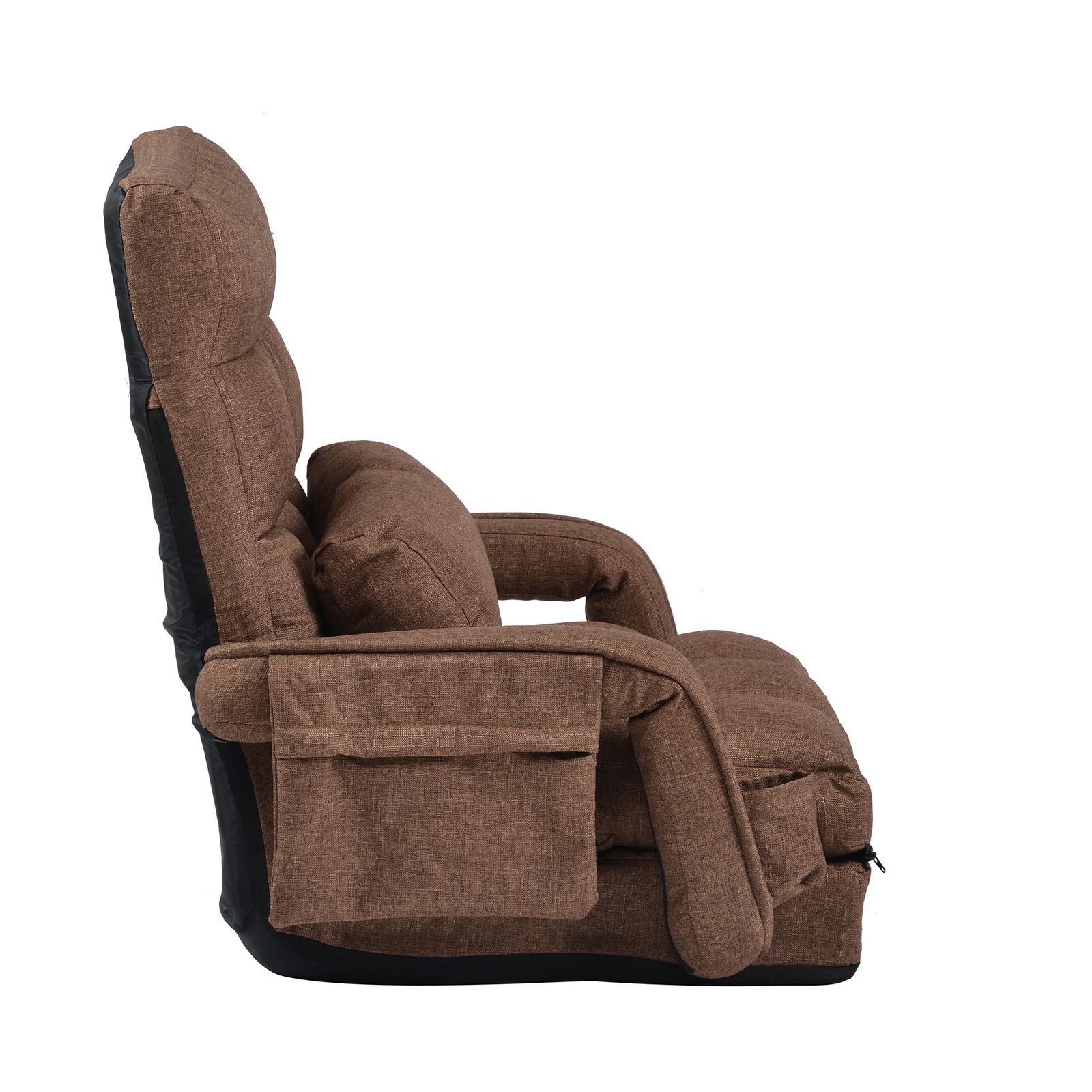 座椅子リクライニング14段ギア リクライニングチェアーコンパクト【ブラウン】 座椅子 リクライニング 14段ギア リクライニングチェアー ファブリック