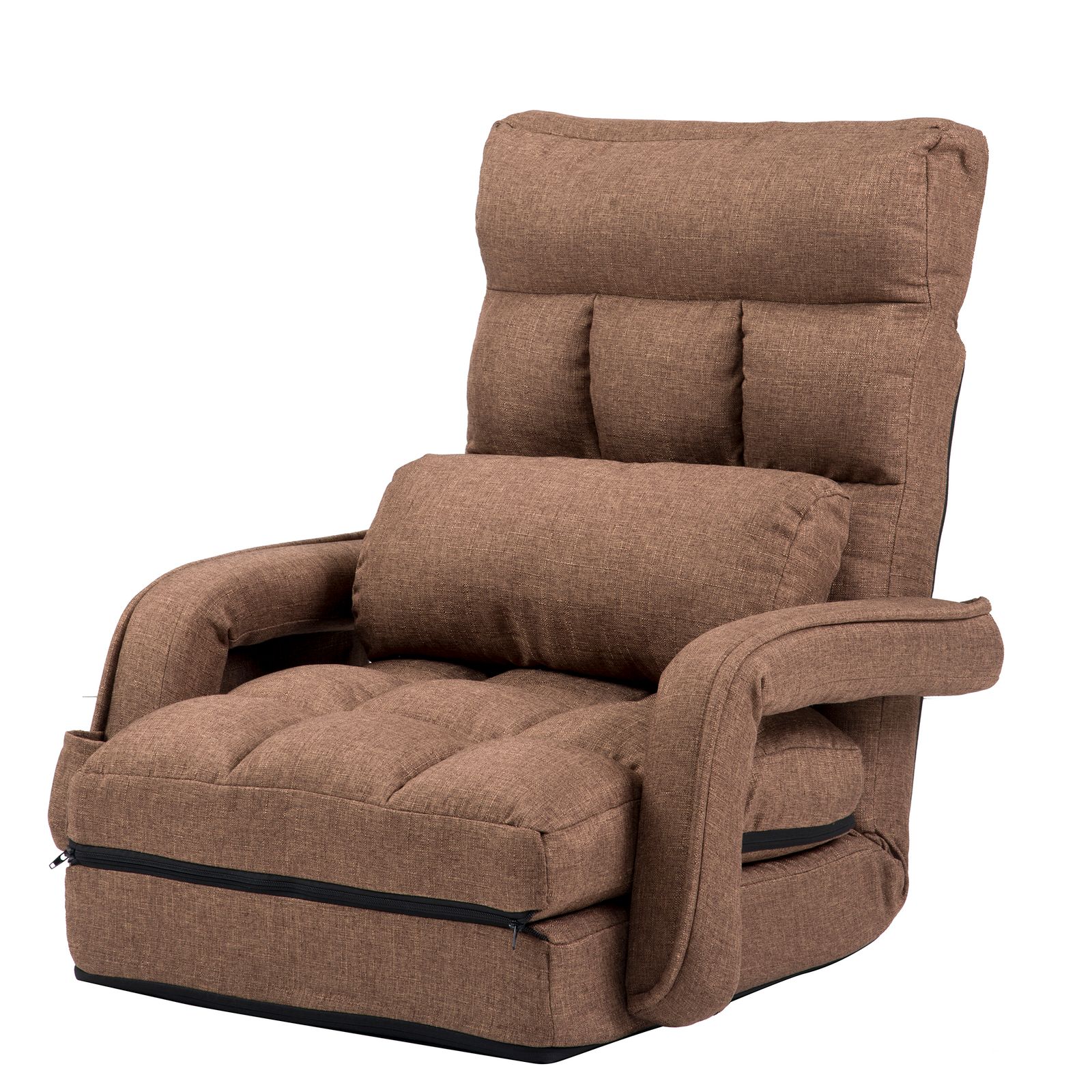 座椅子リクライニング14段ギア リクライニングチェアーコンパクト【ブラウン】 座椅子 リクライニング 14段ギア リクライニングチェアー ファブリック