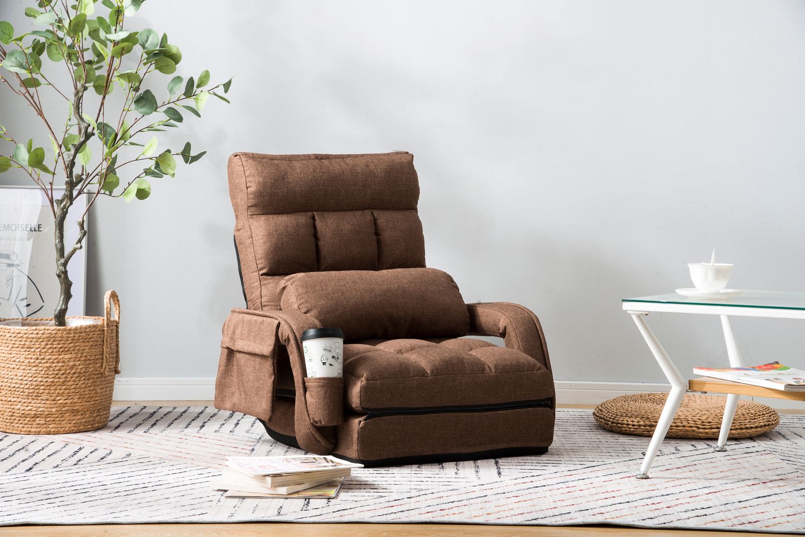 座椅子 リクライニング 14段ギア リクライニングチェアー ファブリック