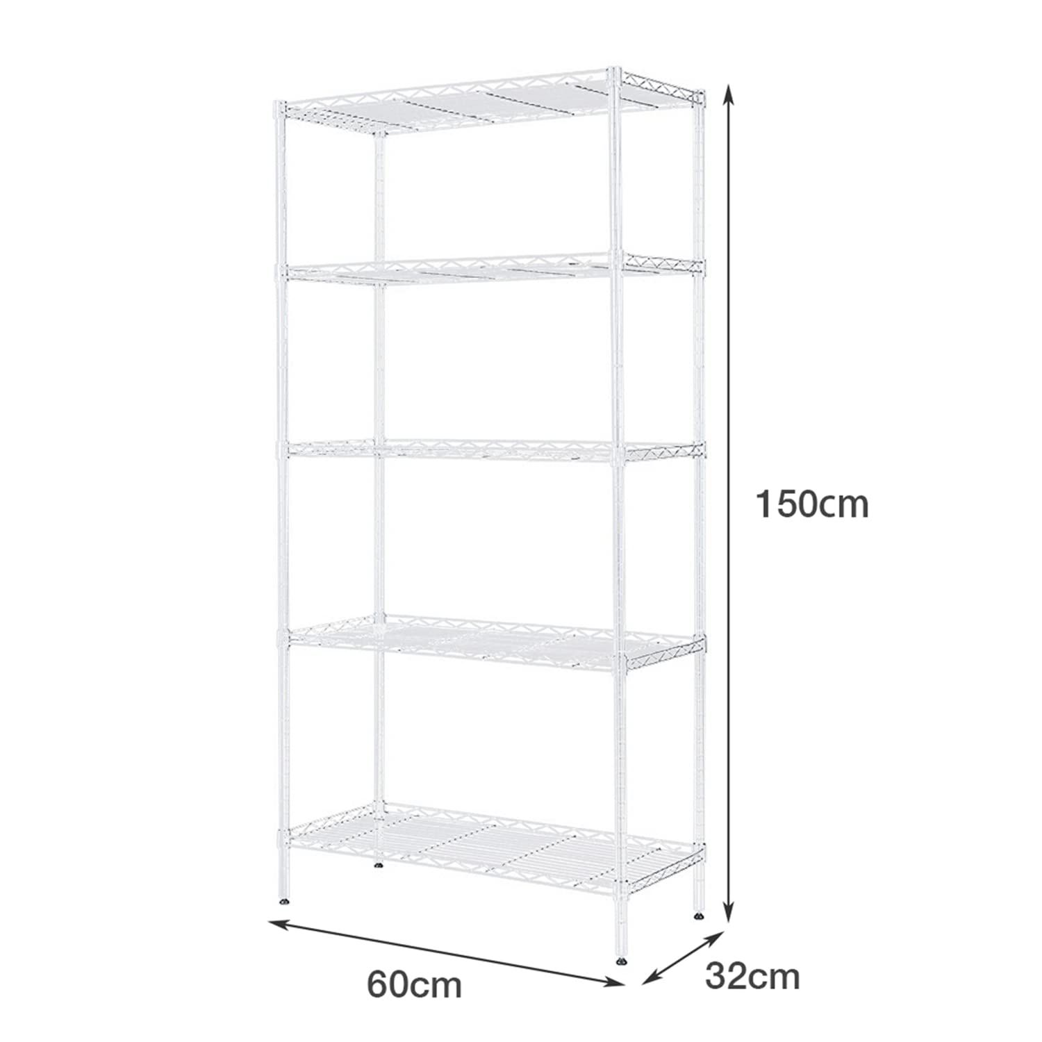  スチールラック レンジ台 キッチンラック 収納ラック キッチン 整理棚 本棚 シェルフ棚 メタル製 メタルラック 高さ調節 幅60 cm 奥行32 高さ150 ホワイト その他 文房具 事務用品