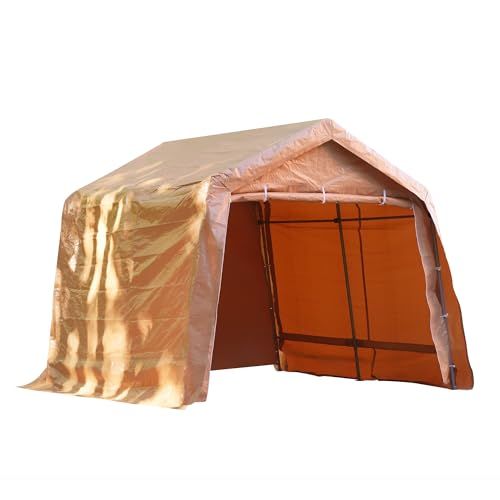 迅速に発送 ガレージテント 軽自動車 大型 パイプ車庫 スチール 頑丈 UVカット 防雨 バイク 自転車 サイクルガレージ カーポート 簡易車庫 お祭り 倉庫 仮設倉庫 タープテント ベージュ タイプA 奥3 m 幅3 3 高さ2 56