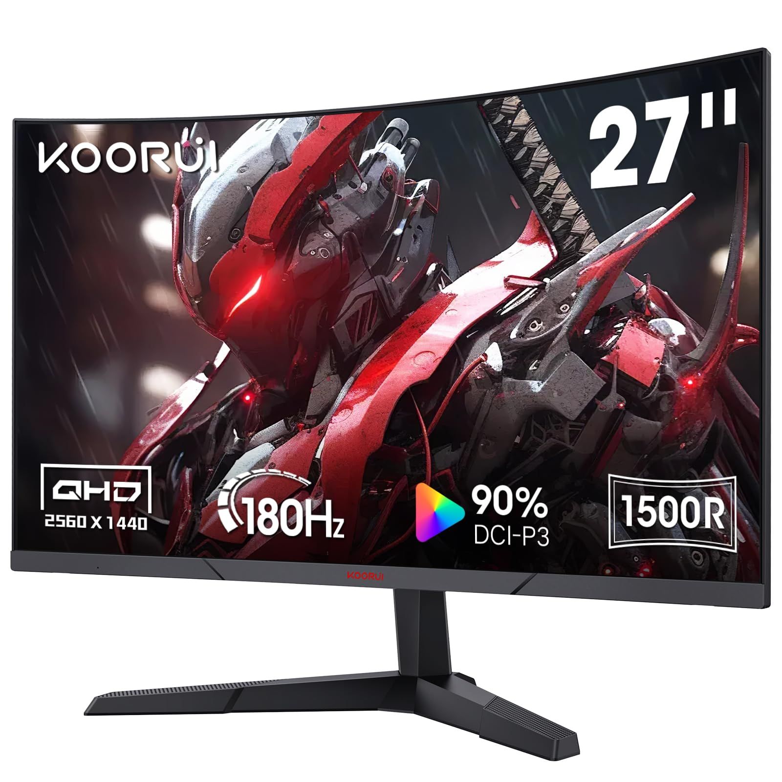 新品 KOORUI ゲーミングモニター WQHD 27インチ 湾曲モニター 180Hz