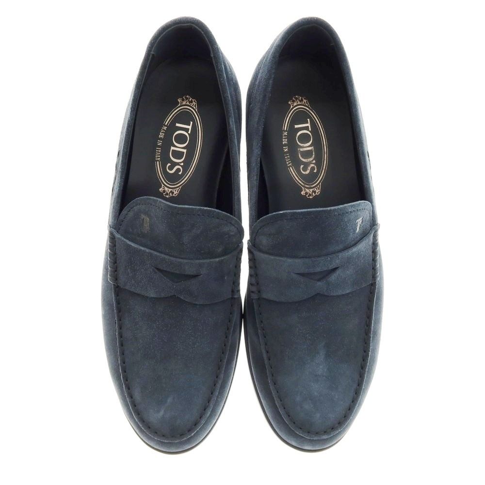 中古】トッズ TOD'S スエード コインローファー ネイビー【サイズ6 1/2