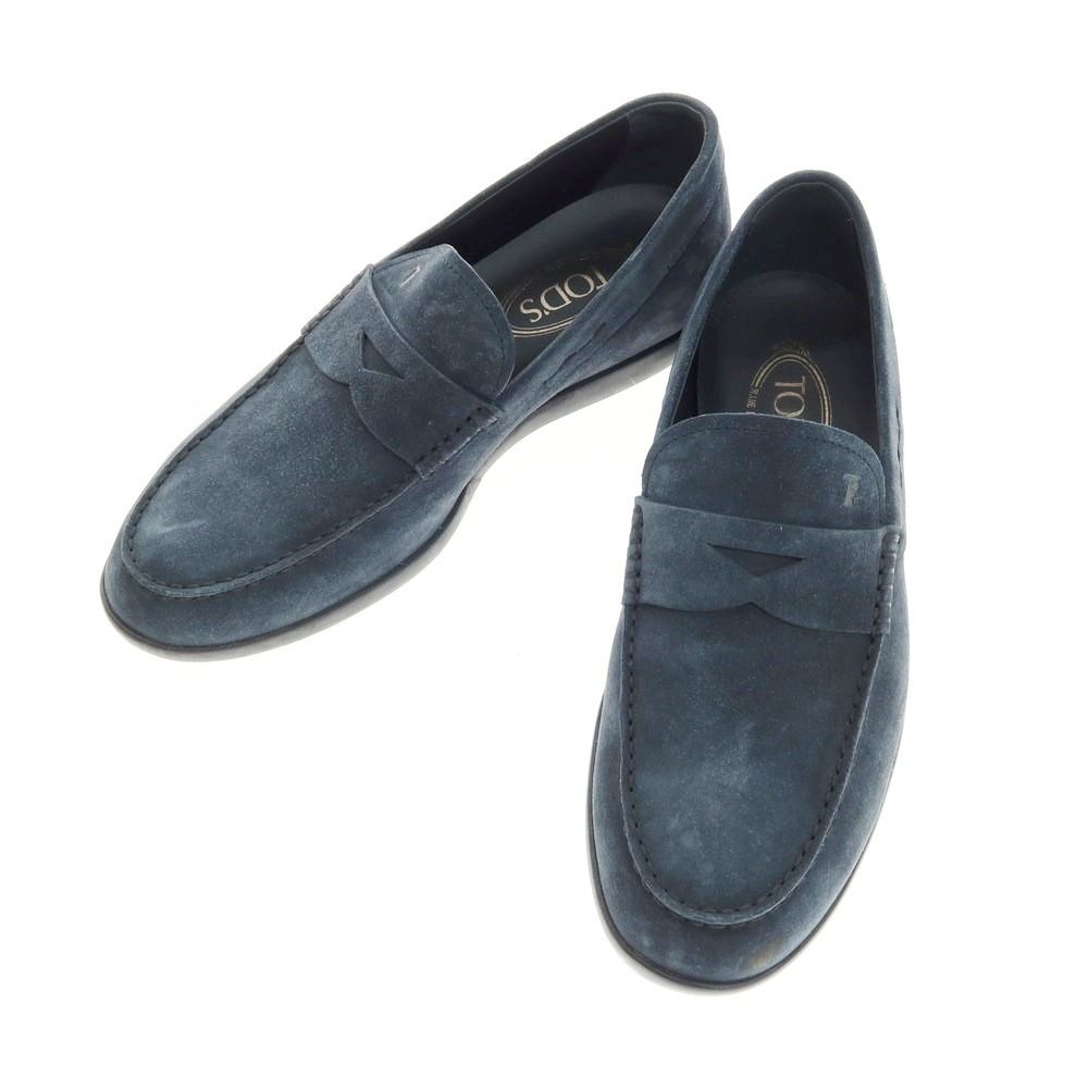 中古】トッズ TOD'S スエード コインローファー ネイビー【サイズ6 1/2