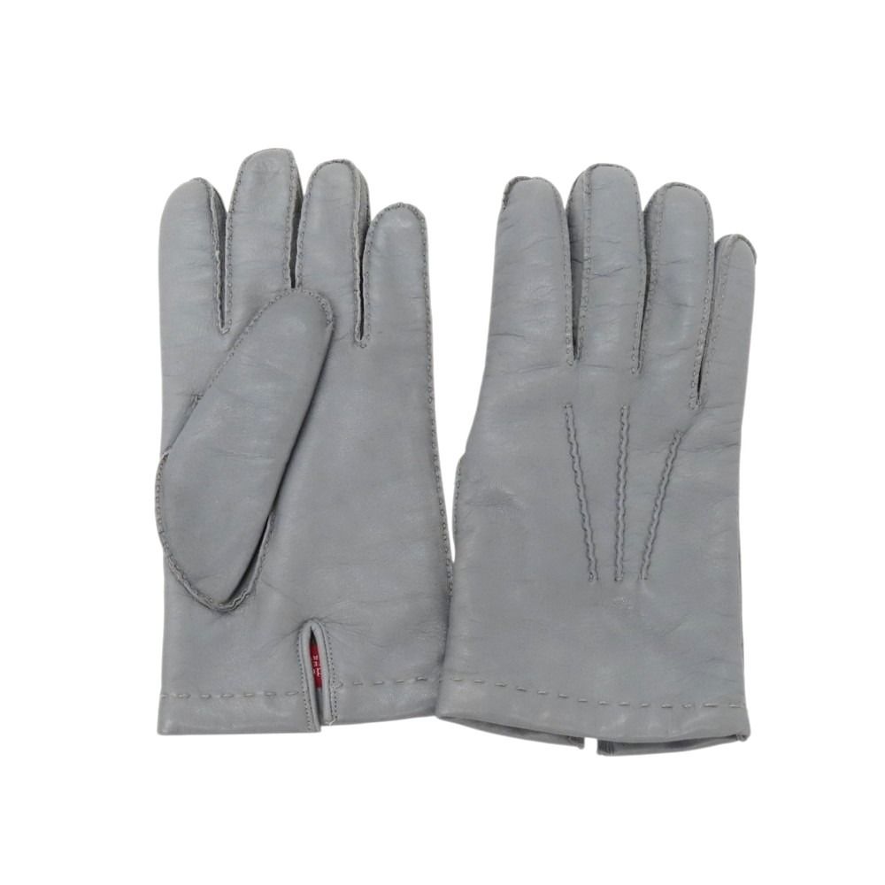 中古】カリデイ CARIDEI レザー×カシミヤ 手袋 グレー【サイズ8 1/2