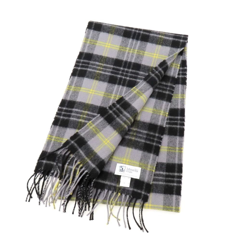 中古】ジョンストンズ JOHNSTONS カシミヤ チェック マフラー グレーx