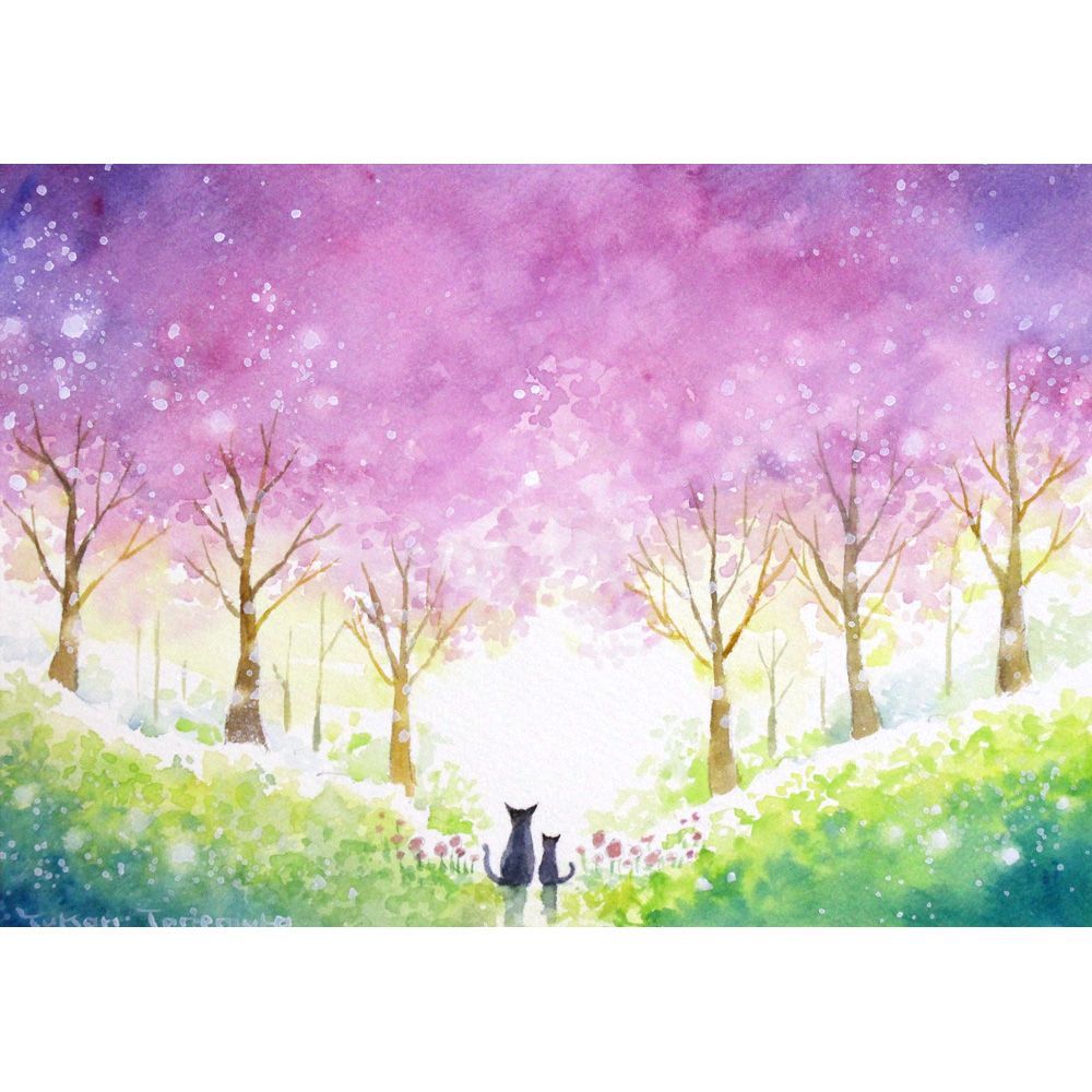 処分SALE！ 春花のメロディー 水彩画 大きな絵 ネット販売に新しい絵を