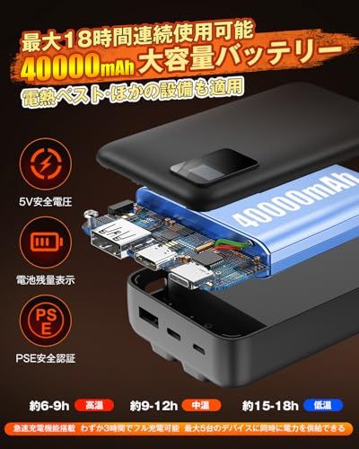 Sumeriy] 電熱ベスト 【革新拡張機能 40000mAh大容量バッテリー】 ヒーターベスト 19箇所発熱 日本製繊維ヒーター 防寒 速暖 保温  軽量 最大18時間連続使用 3+1前後独立温度調節 電熱ジャケット 水洗い可 男女兼用e - メルカリ