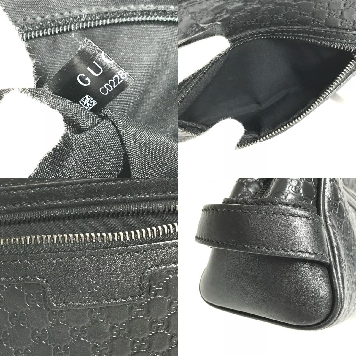 GUCCI グッチ セカンドバッグ GG ロゴ 419775 シマレザー ブラック