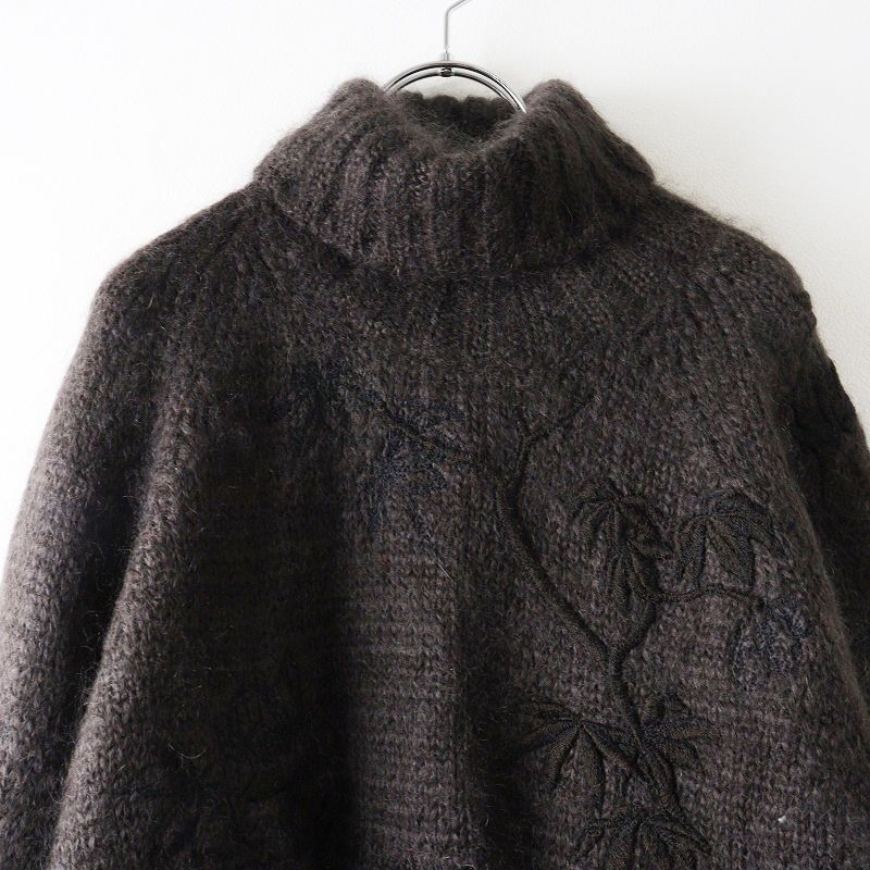 美品 メンズ グッチ GUCCI 鳥刺繡 モヘヤシルク タートルネックニット
