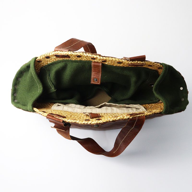 エバゴス　ebagos レザーワンハンドル 初期 エバゴス ebagos レザー 扇型 ハンドバッグ ブラウン┃丸底