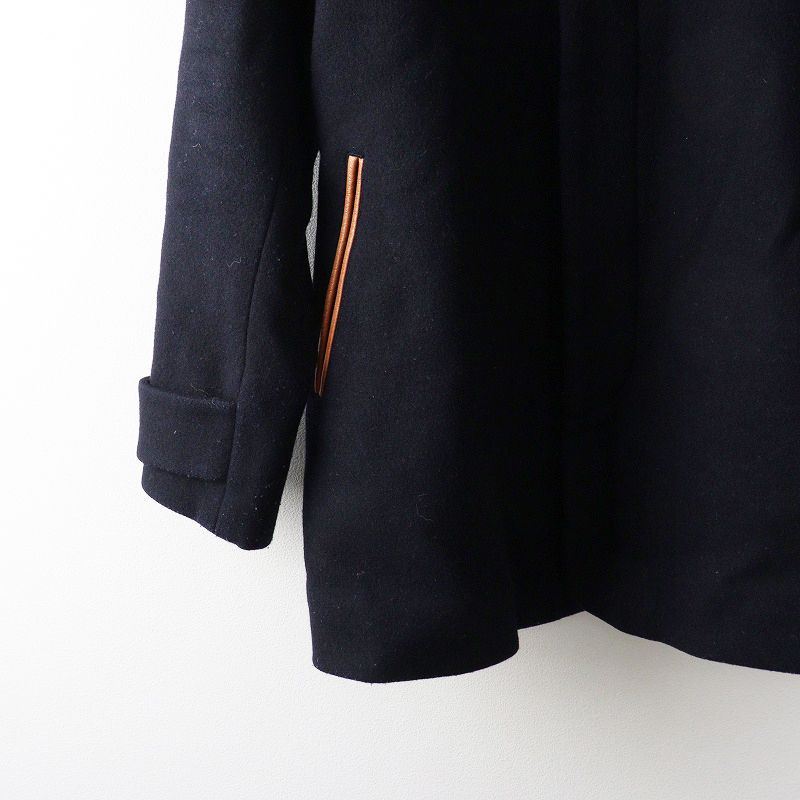パラスパレス Pal'las Palace レザー使い ウールフーデッドコート 3