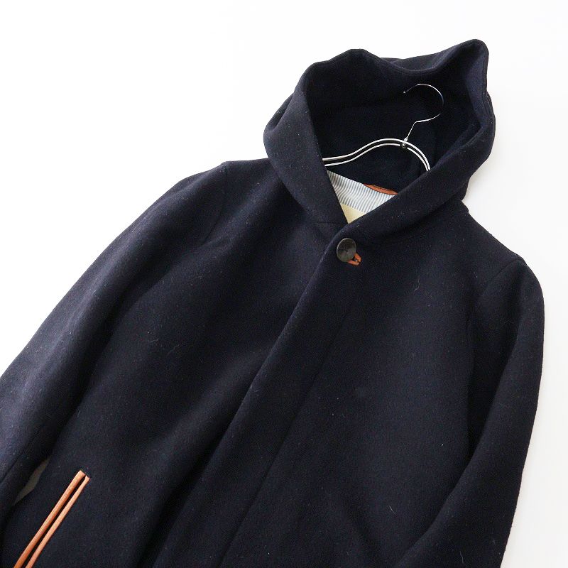 パラスパレス Pal'las Palace レザー使い ウールフーデッドコート 3