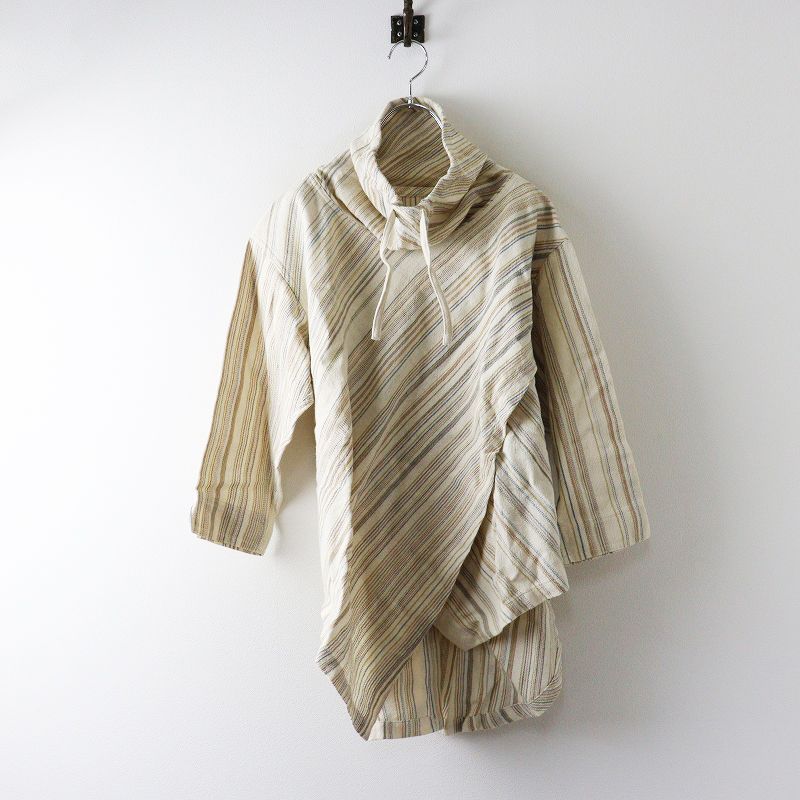 美品 うさと USAATO 手織り 天然草木染め マルチストライプ ハイネック