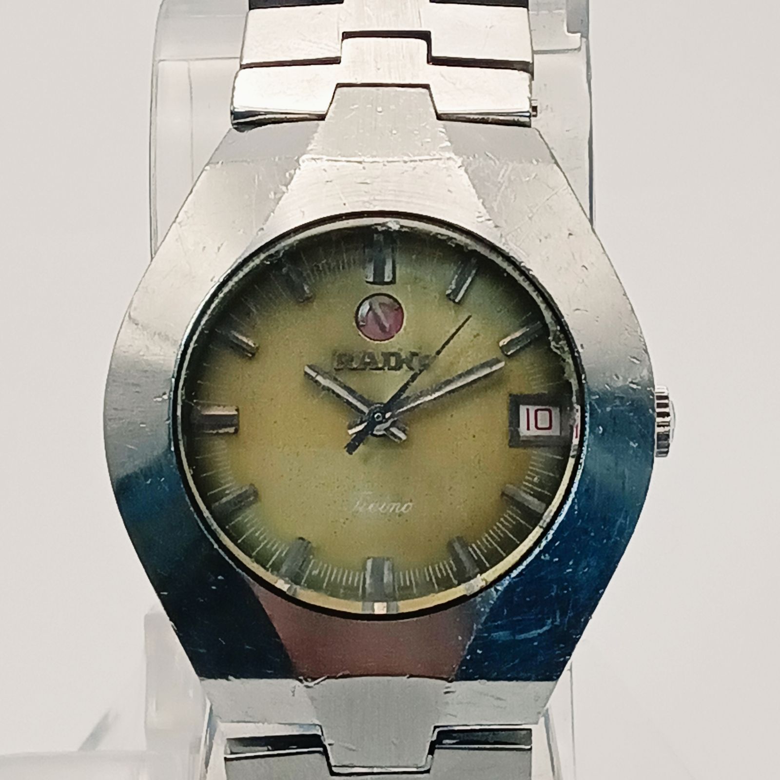 稼働 0114 1 RADO Ticino Water Sealed ラドー テッシーナ メンズ腕時計 自動巻き カットガラス デイト