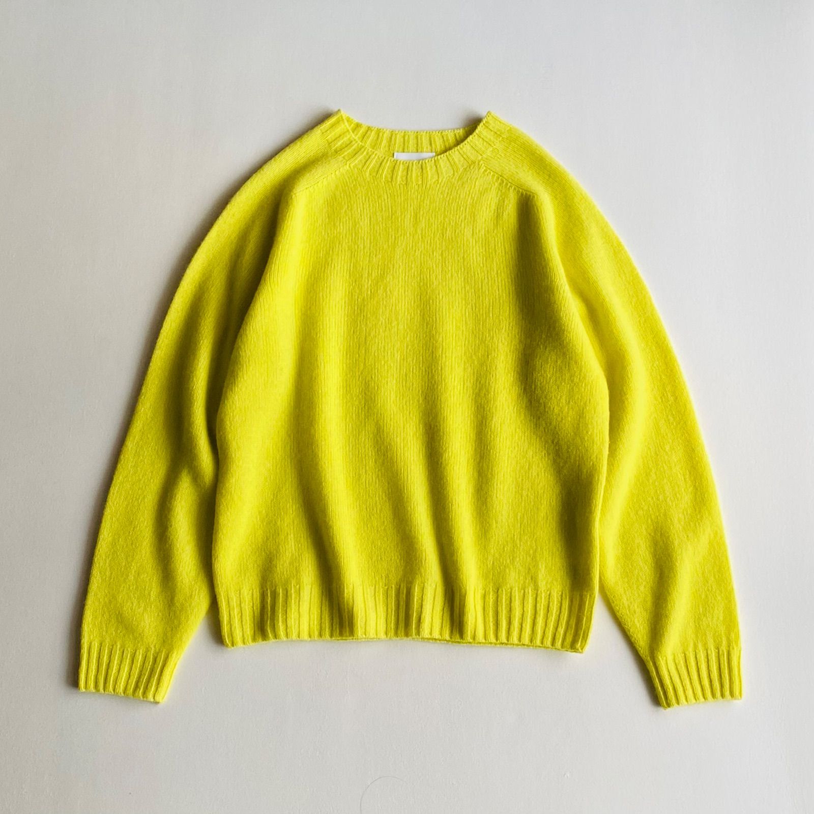 MORRIS & SONS カシミヤ100% ニットレモンイエロー サイズ1 MORRIS & SONS イギリス製 ジーロンラム クルー ニット レモンイエロー