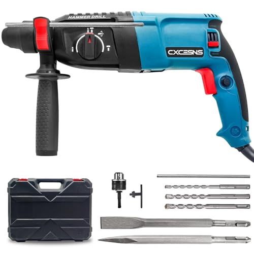ハンマードリル 電動ハンマドリル 強力 110 V コード式 低振動機構 無段階変速 3モード コンクリート26 mm 鉄工13 木工30 電気ドリル 電気ハンマ SDSプラスビット5本 ドリルチャック 収納バッグ付き 日本語取扱説明書付き m